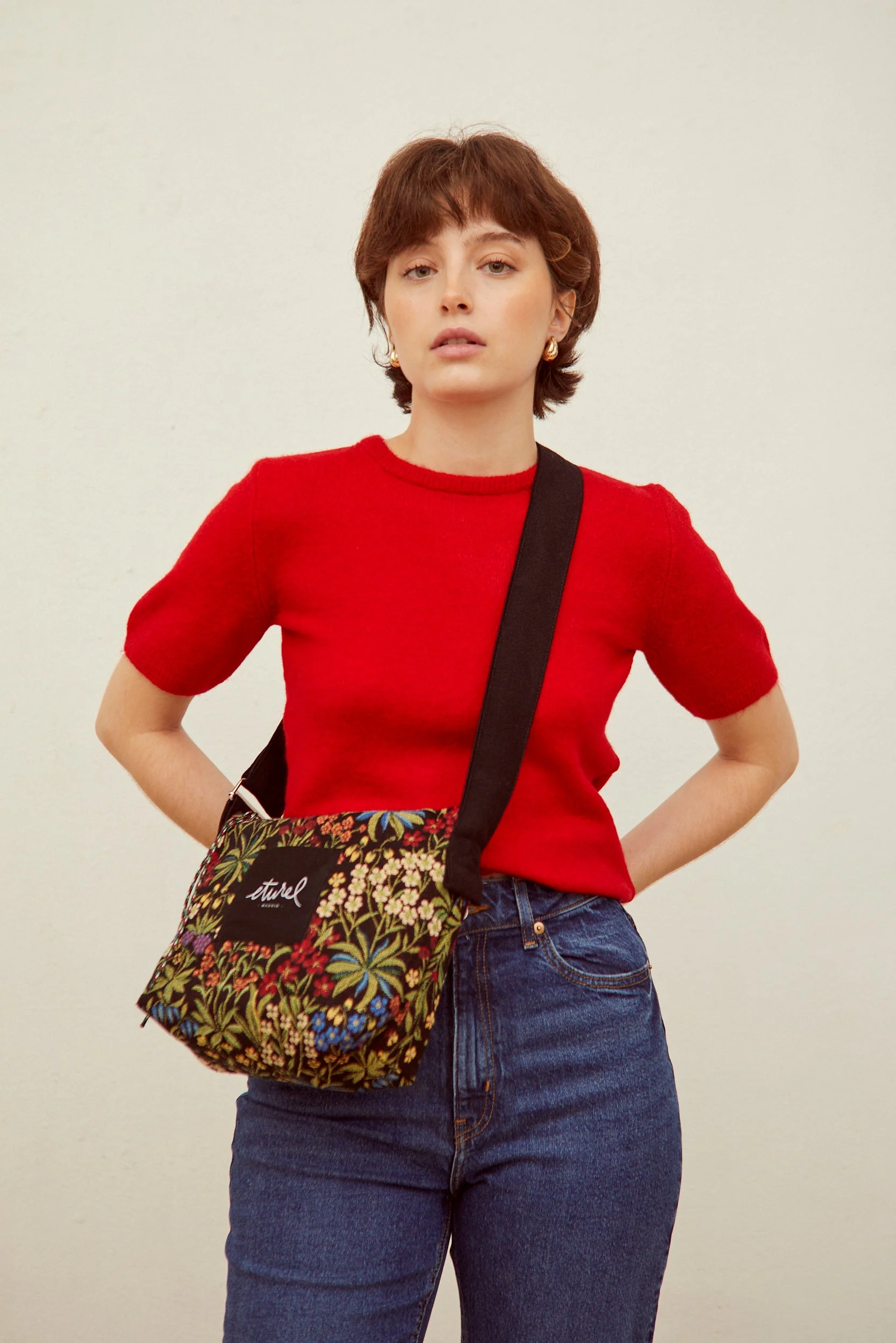 Eturel Bolso bandolera tejido jacquard margaritas - Image 2