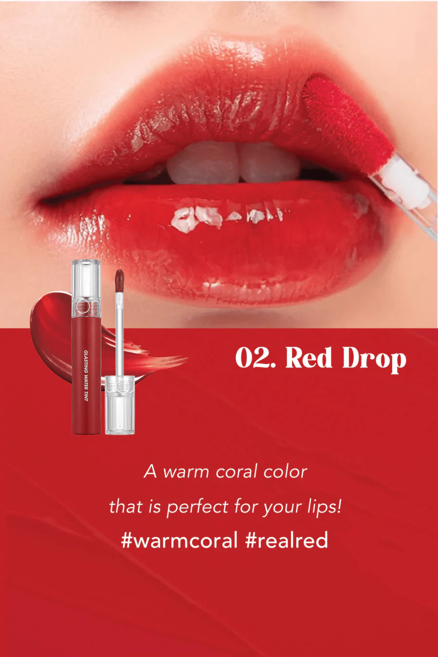 Rom&nd Glasting water tint 02 Red drop - Image 5