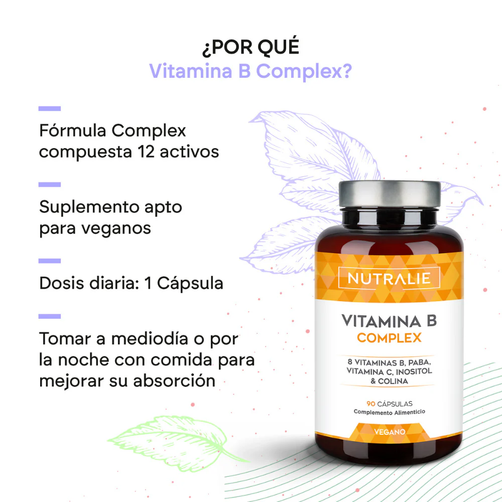 Nutralie Vitamina B Complex + Vit C + Colina + Inositol + PABA 90 cápsulas - Image 3
